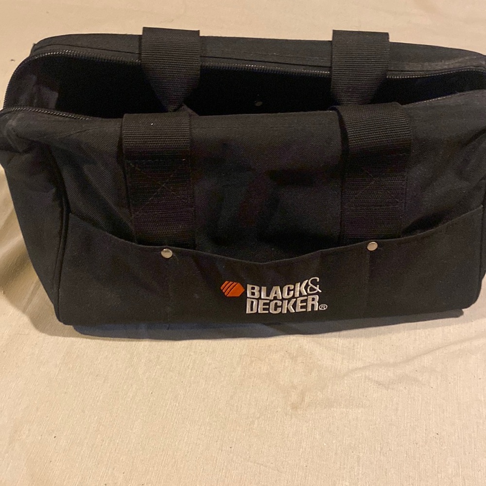 Black and Decker black tool bag.